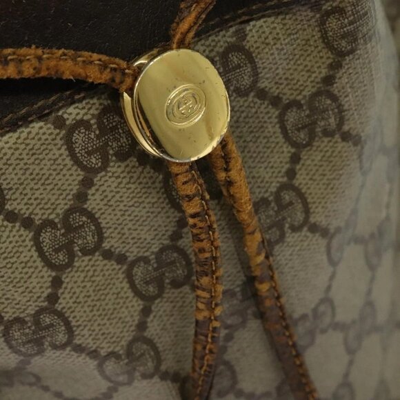 GUCCI GG Supreme Web Sherry Line Bag PVC Beige Gold - Picture 8 of 16